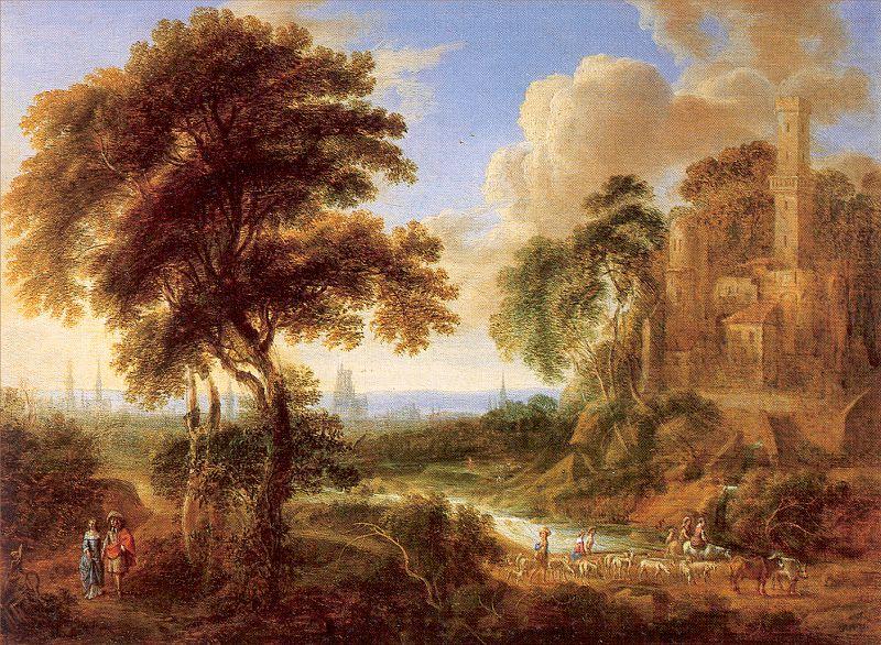 Landscape with a Castle and Town in the Distance., Neyts, Gilles